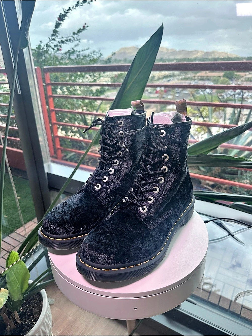 Dr. Martens 1460 Pascal Velvet Boots Black Combat Boots